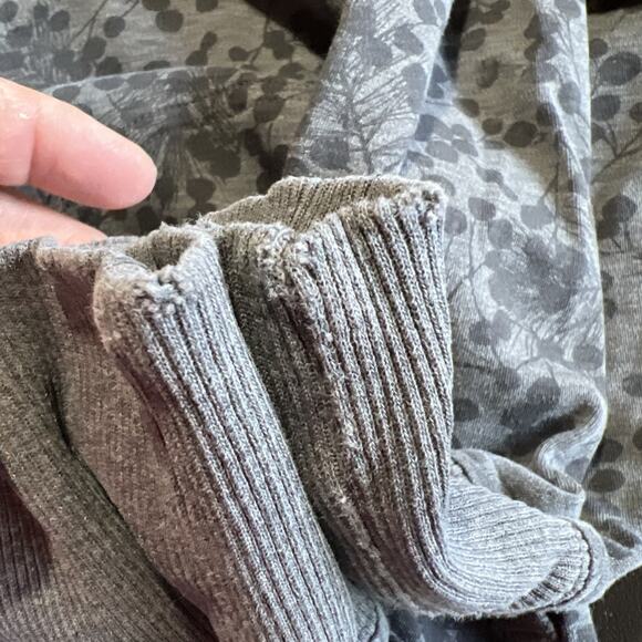 LL Bean Sweatshirt 2XL Gray Floral Cowl Neck Drawstring Pockets Cozy Pima Cotton - Picture 6 of 13